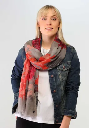 Rose Garden Pixel Lightweight Wool Scarf