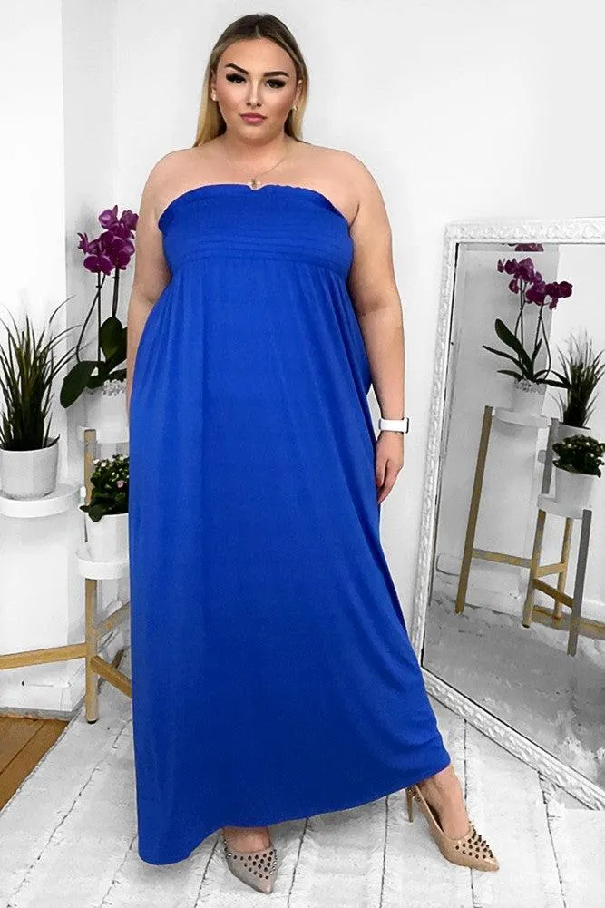 Shirred Bust Jersey Boobtube Maxi Dress