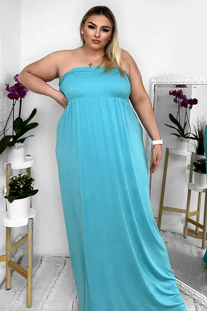 Shirred Bust Jersey Boobtube Maxi Dress