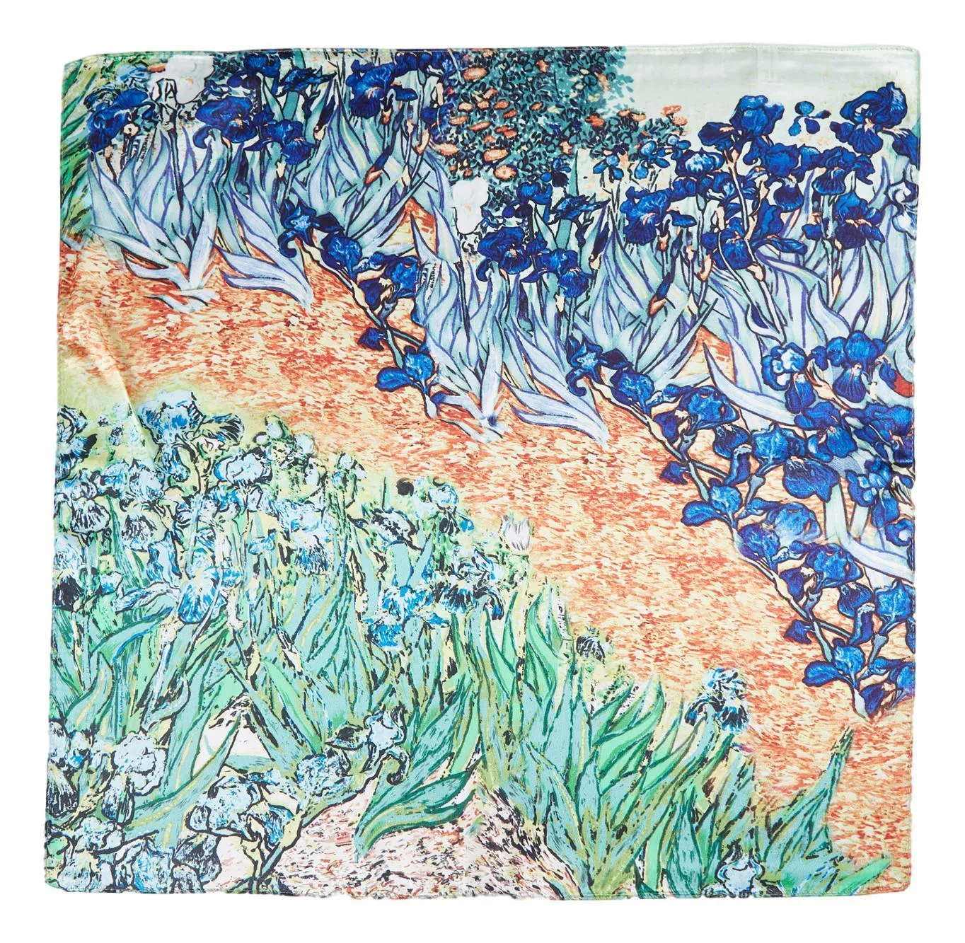 Silk Neckerchief Small Square Silk Scarf Blue Iris by Van Gogh XFJ402