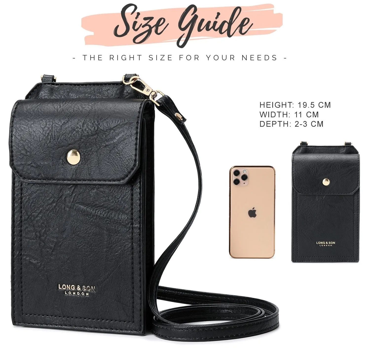 SMALL BLACK MOBILE PHONE HOLDER CROSS BODY BAG