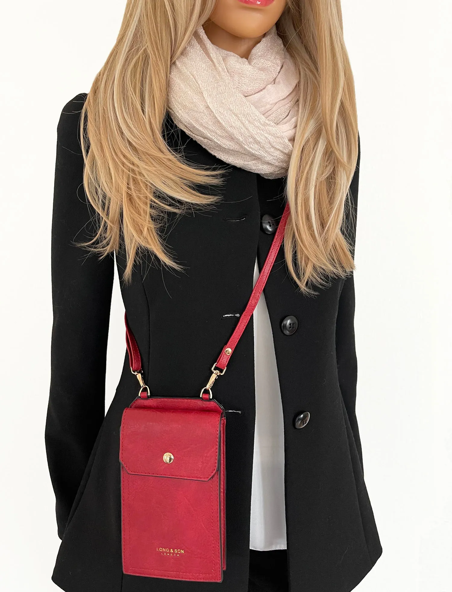 SMALL RED MOBILE PHONE HOLDER CROSS BODY BAG