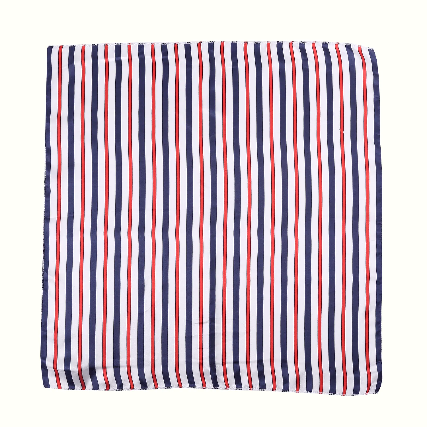 Small Square Satin Scarf Neckerchief Red and Navy Striped Print XAT024