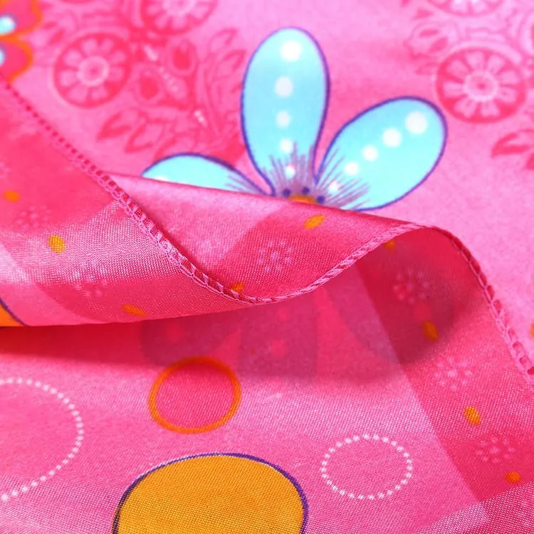 Small Square Satin Scarf Pink Theme Polka Dot and Flower Print XAT017