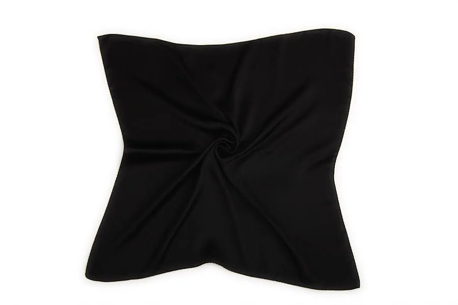 Small Square Silk Satin Scarf Plain Black Color XFJ308