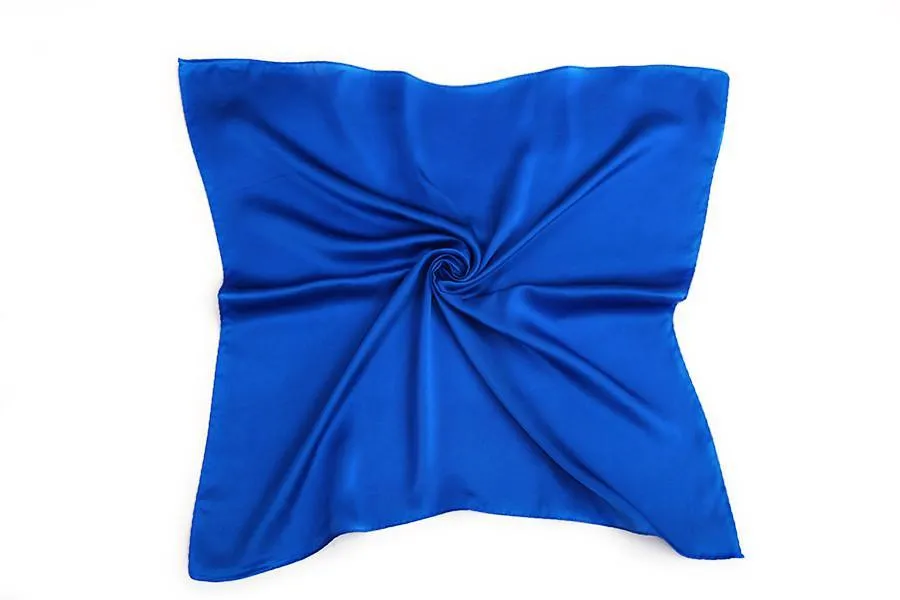 Small Square Silk Satin Scarf Plain Blue Color XFJ303