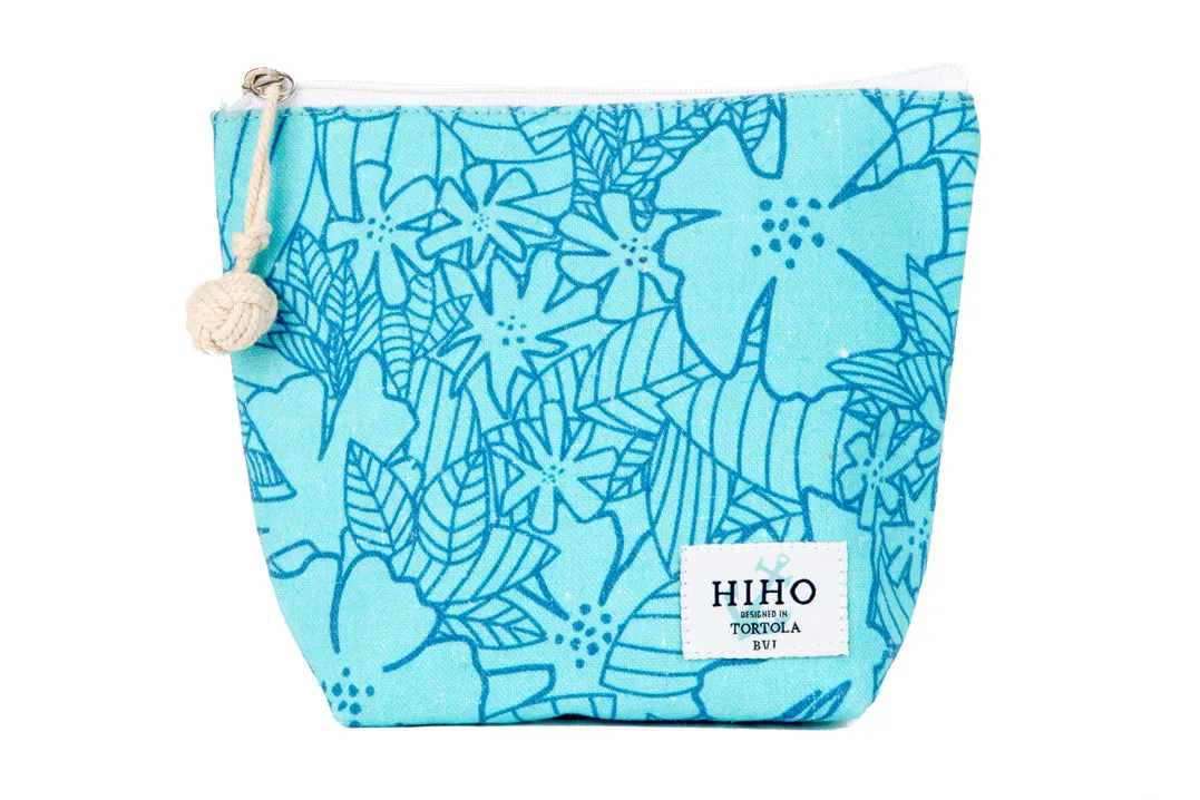 Small Zip Bag - Blue Plumeria