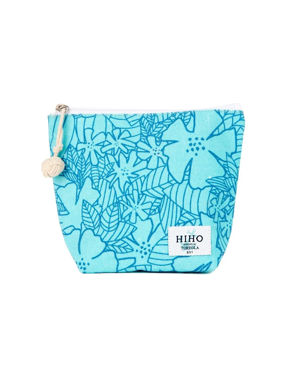 Small Zip Bag - Blue Plumeria