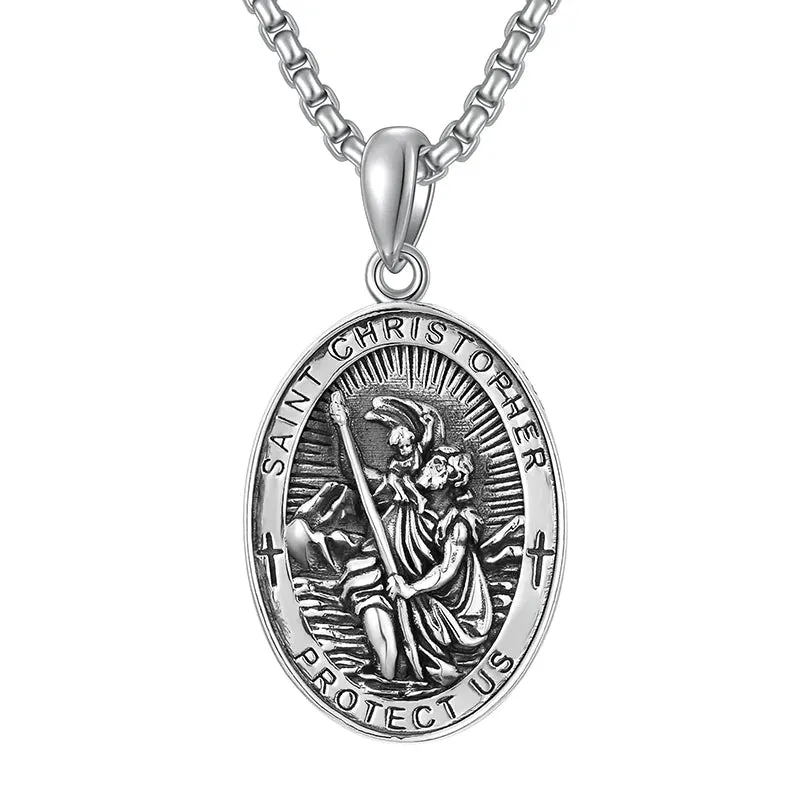 Sterling Silver St Michael Necklace for Men Women Catholic Medallions Jewelry