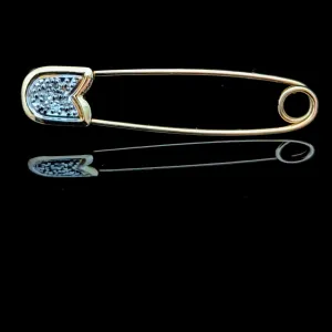 The Amherst - Vintage Diamonds 14k Gold Safety Pin Brooch