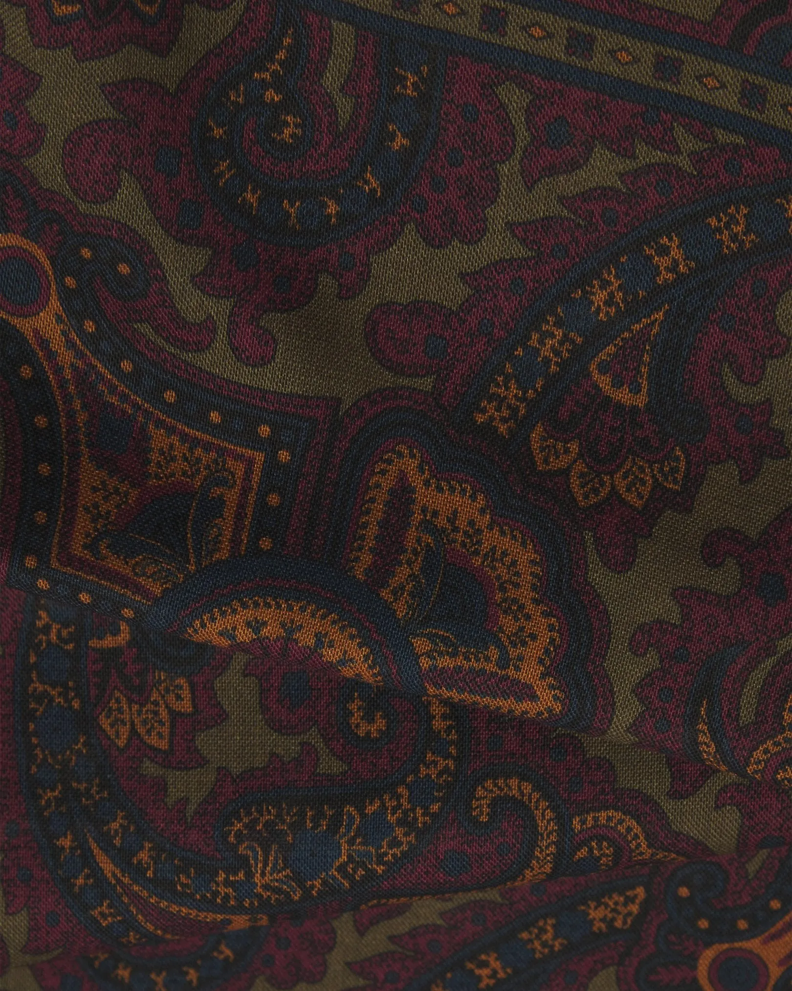 UK Wool and Silk Scarf - Paisley in Highland Green