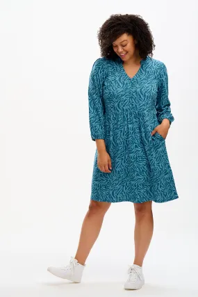 Yoko Jersey Smock Dress - Teal, Wild Animal