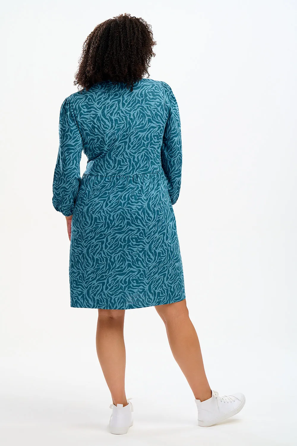 Yoko Jersey Smock Dress - Teal, Wild Animal