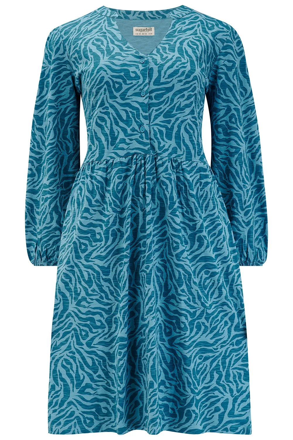 Yoko Jersey Smock Dress - Teal, Wild Animal