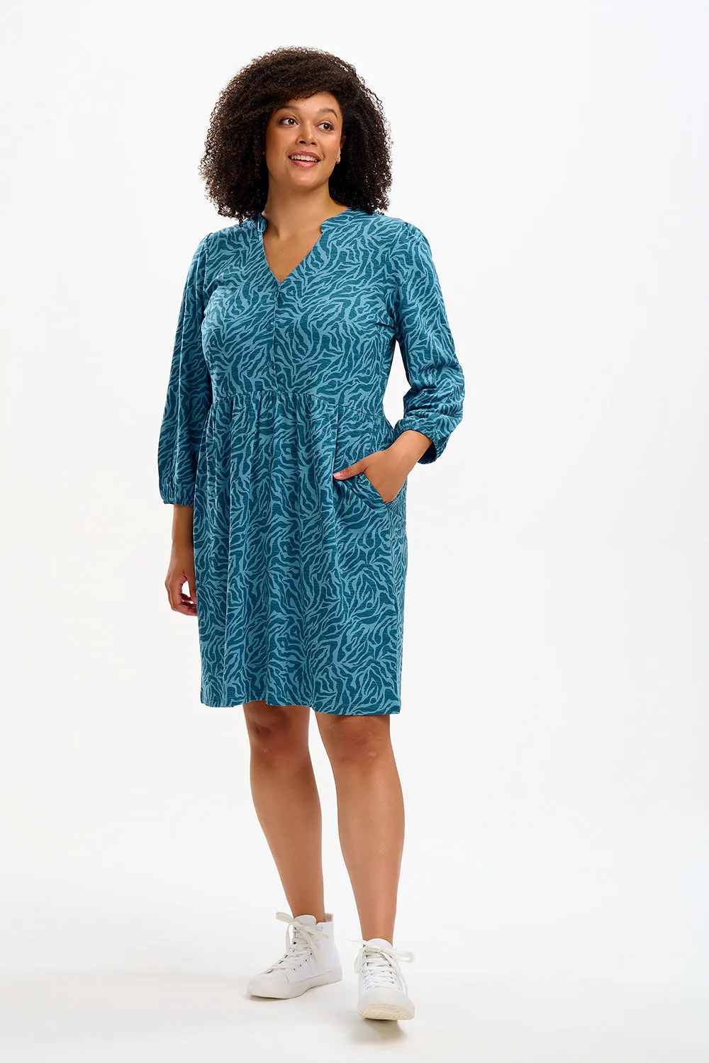 Yoko Jersey Smock Dress - Teal, Wild Animal